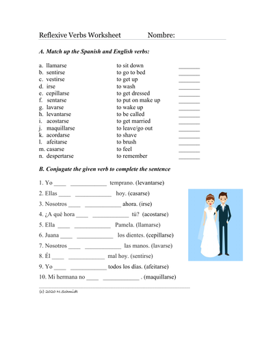 reflexive pronouns spanish worksheet
