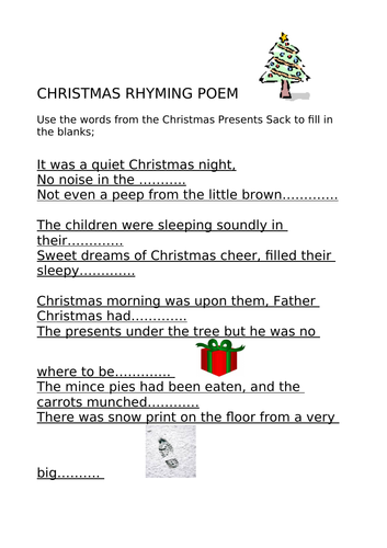 Christmas Rhyming Poem Resource