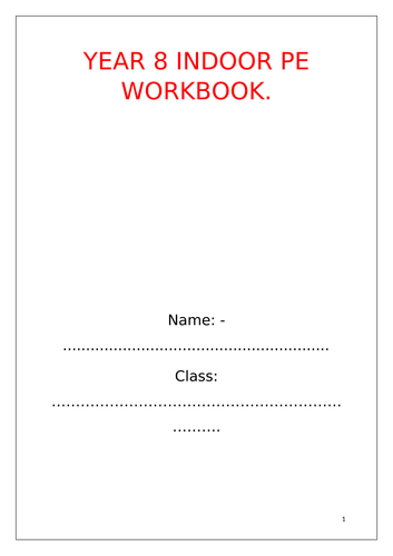 YR7&8 Indoor PE Workbook