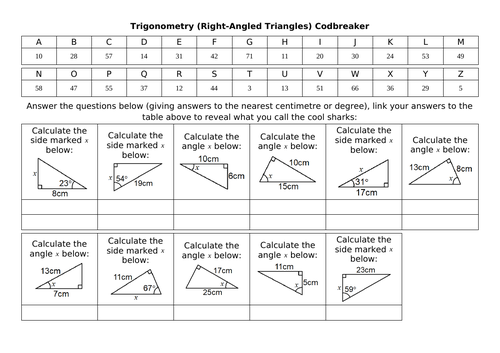 Pythagoras and Trigonometry Codbreakers