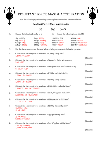 gcse physics paper 2 resultant force calculations