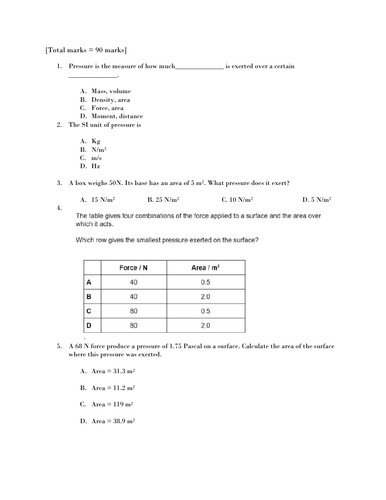 Pressure and Density