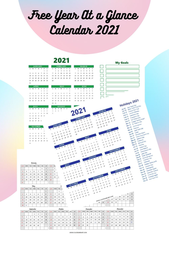 Free Printable 2021 Calendars: Yearly Templates