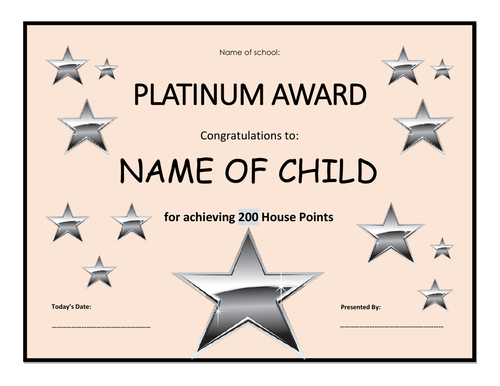 Star & House Point Certificates - Fully Editable