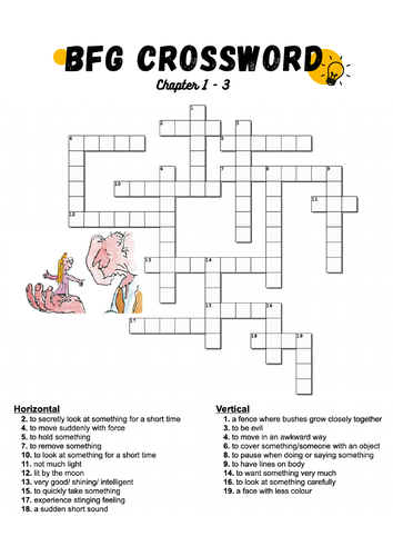 BFG Crossword puzzle (Chapter 1-3)