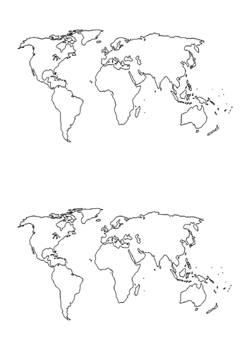 Map Of The World Outline Worksheet Teaching Resources