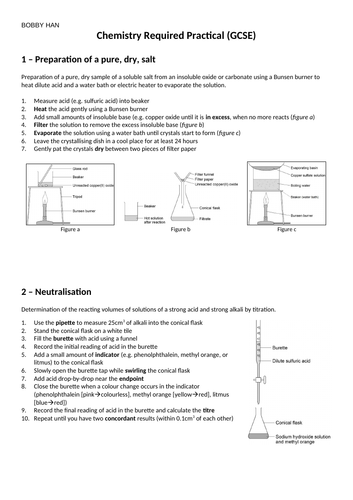 AQA GCSE Chemistry Required Practicals Methods