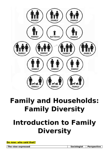 Family Diversity AQA A level Sociology - UPDATED 2023
