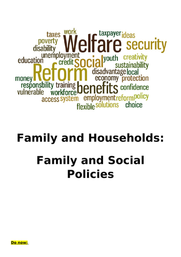 Family and Social Policy AQA A level Sociology - UPDATED 2023