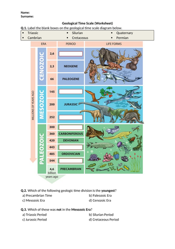 Geological Time Scale - Worksheet | Distance Learning
