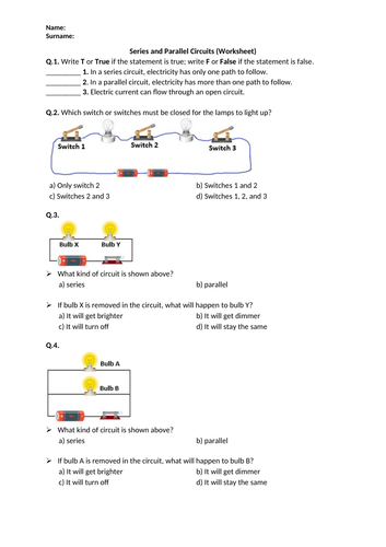 Series and Parallel Circuits - Worksheet | Distance Learning | Teaching