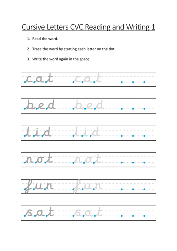 Cursive Letters CVC Reading and Writing
