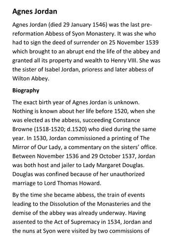 Agnes Jordan Handout