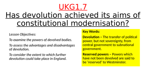 Edexcel - Politics: UK Constitution  - Devolution