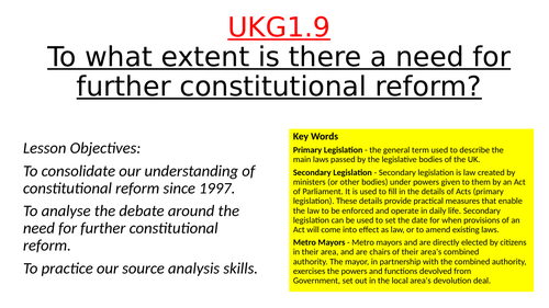 Edexcel - Politics: UK Constitution  - Further Constitutional Reform