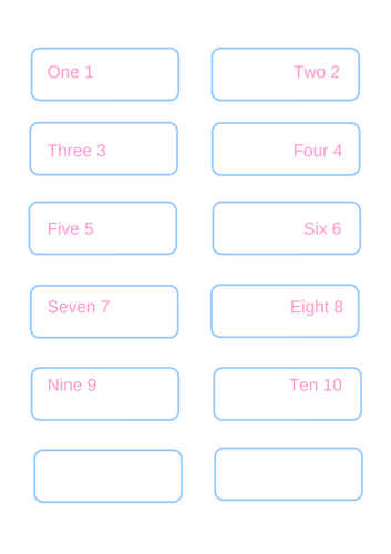 numbers 1-10 cards (word + number)