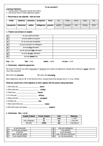 french-ks3-describing-myself-dynamo-1-teaching-resources