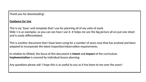 Unit Planning Template - Powerpoint