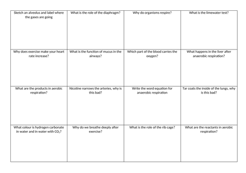 8C Breathing and respiration: Revision lesson