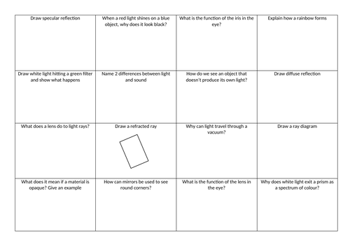 8J Light: Noughts and crosses sheet