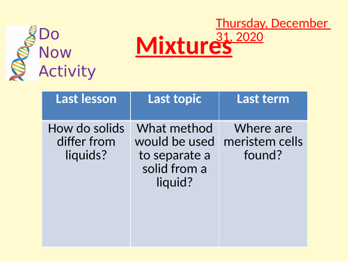 CC1-2 States of matter, mixtures and separation techniques