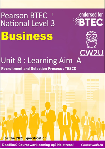 2021 BTEC Business Level 3 - DISTINCTION*  Unit 8  Learning aim A