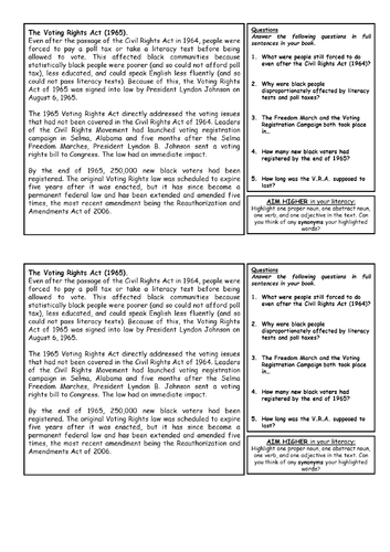 History Lessons - Civil Rights Act and Voting Rights Act - Civil Rights