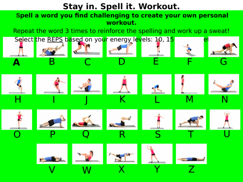 Home Learning - Spell it PE workout