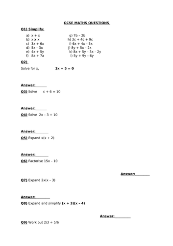 problem solving gcse maths questions pdf