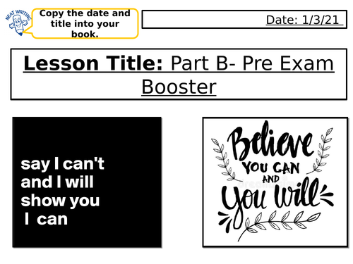 BTEC National Unit 4: Part B Booster