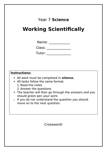 KS3 Working Scientifically Booklet