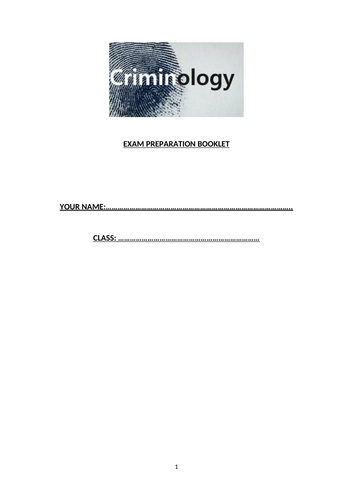 Criminology Exam preparation booklet