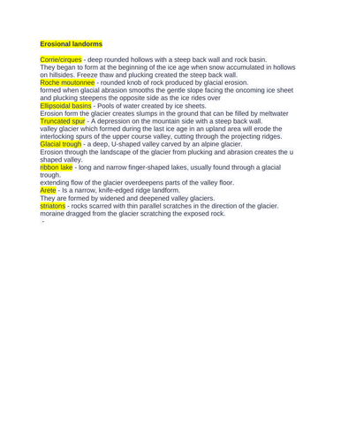 Erosion landforms- Glaciated landscapes OCR