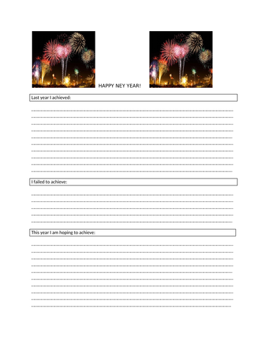 NEW YEAR'S RESOLUTION WORKSHEET