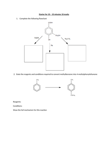 Reactions of phenol and Benzene Revision Starter