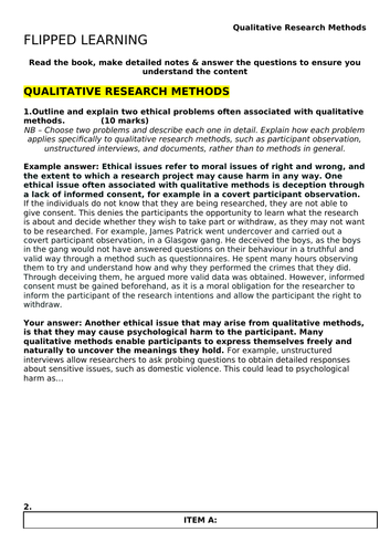 AQA Sociology Theory and Methods - Qualitative Methods