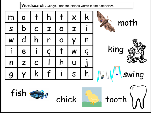 Digraphs sh, ch, th & ng worksheets