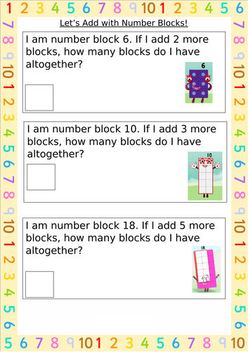 Addition and Subtraction Number Block Word Problems