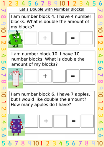 Doubling and Halving Number Blocks Word Problems