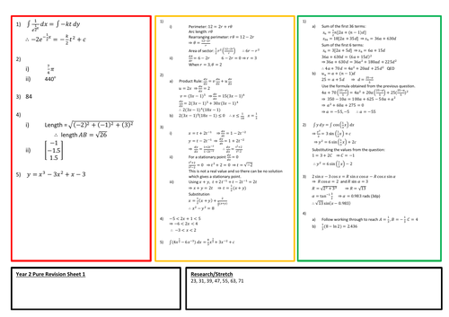 Pure Mathematics Year 2/A2  Revision