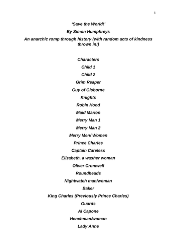 'Save the World!'  A script by Simon Humphreys