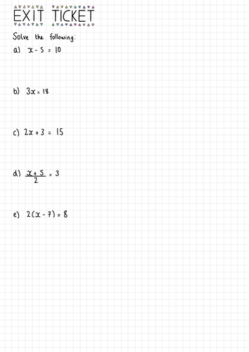 Equations, Brackets & Inequalities Exit Tickets - White Rose Maths Year 8