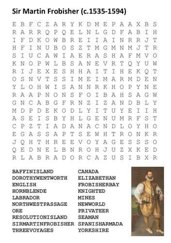Sir Martin Frobisher Word Search
