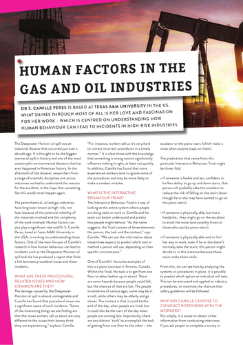 Human factors in the gas and oil industries