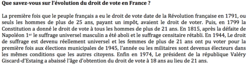 Ados, droit de vote et engagement politique-Possible Qs and Model Answers-A Level French
