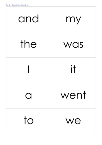 Oxford Sight Words 1-100 Flash Cards | Teaching Resources