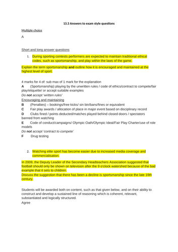 Chapter 13.3 AQA A-Level PE
