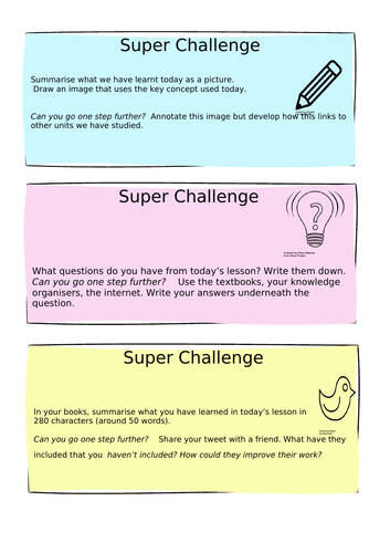 stretch and challenge cards