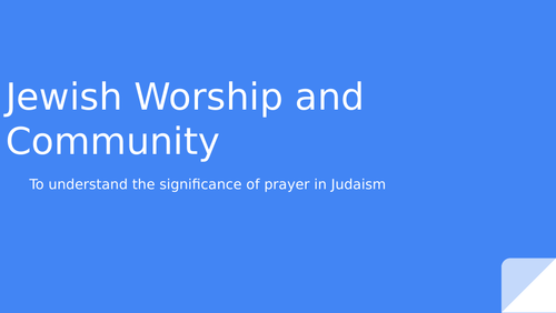 Unit of work on Jewish Worship and Community
