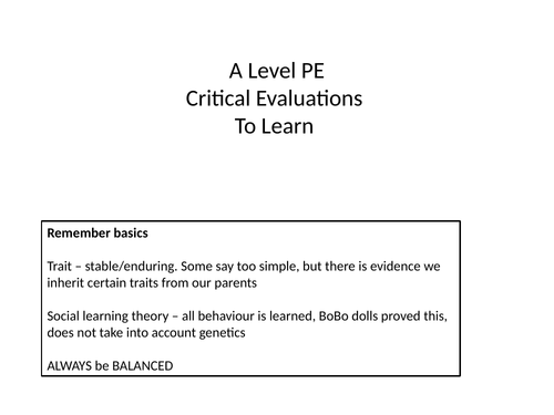H555/02 OCR ALevel PE Critical evaluations on all topics
